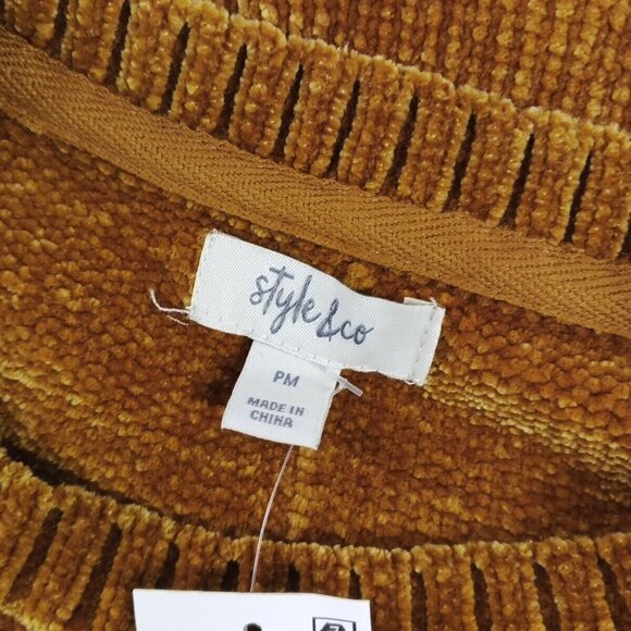 NWT Style&co Chenille Textured Sweater Petite Medium Women Pullover Fall Cumin - Picture 10 of 11